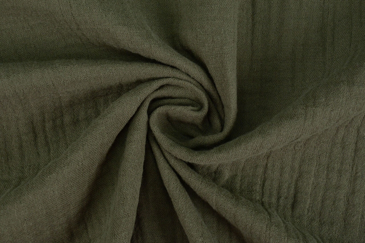Oeko-Tex®  Double Gauze Fabric Linen Structure Army Green