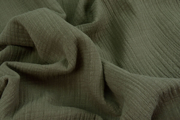 Oeko-Tex®  Double Gauze Fabric Linen Structure Army Green