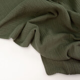 Oeko-Tex®  Coton Double Gaze Texture Lin Vert Militaire