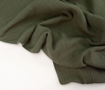 Oeko-Tex®  Double Gauze Fabric Linen Structure Army Green