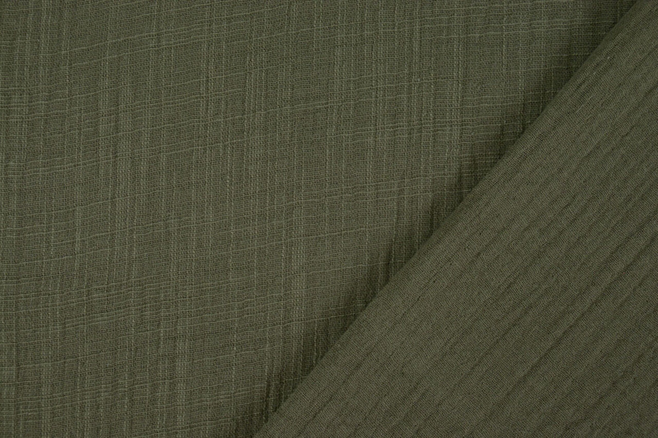 Oeko-Tex®  Baumwoll Musselin Leinenstruktur Armeegrün