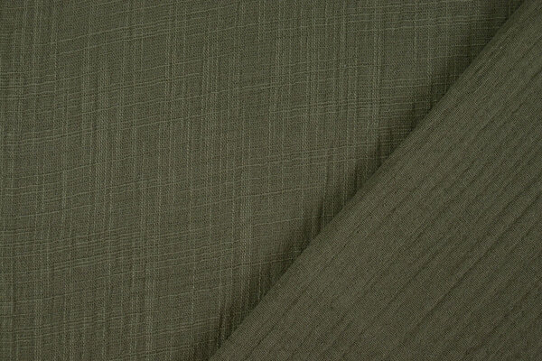 Oeko-Tex®  Baumwoll Musselin Leinenstruktur Armeegrün