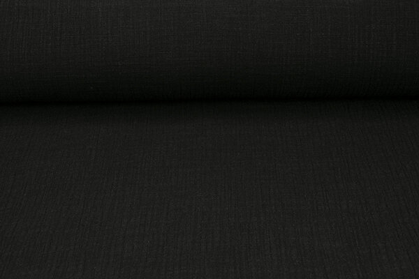 Oeko-Tex® Baumwoll Musselin Leinenstruktur Schwarz Oeko-Tex® Baumwoll Musselin Leinenstruktur Schwarz