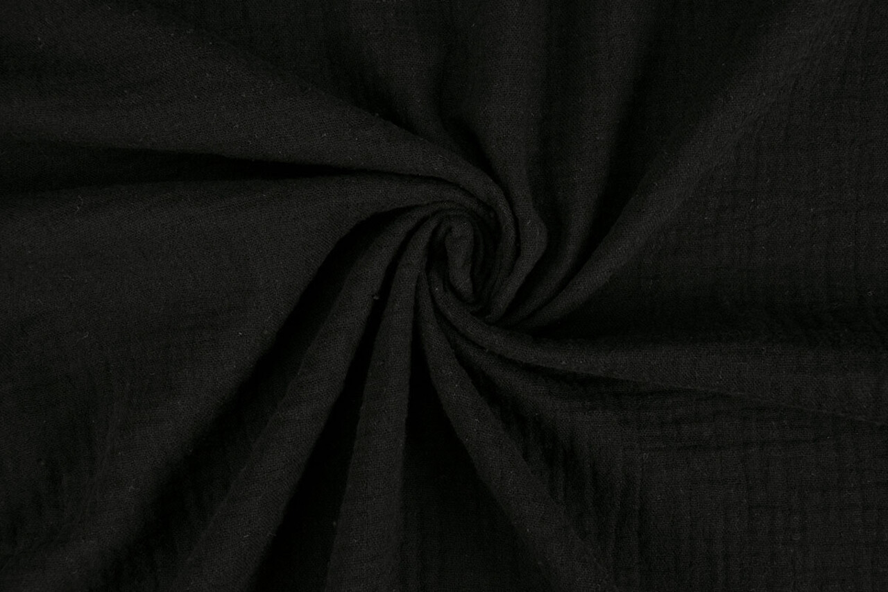 Oeko-Tex® Coton Double Gaze Texture Lin Noir Oeko-Tex® Coton Double Gaze Texture Lin Noir