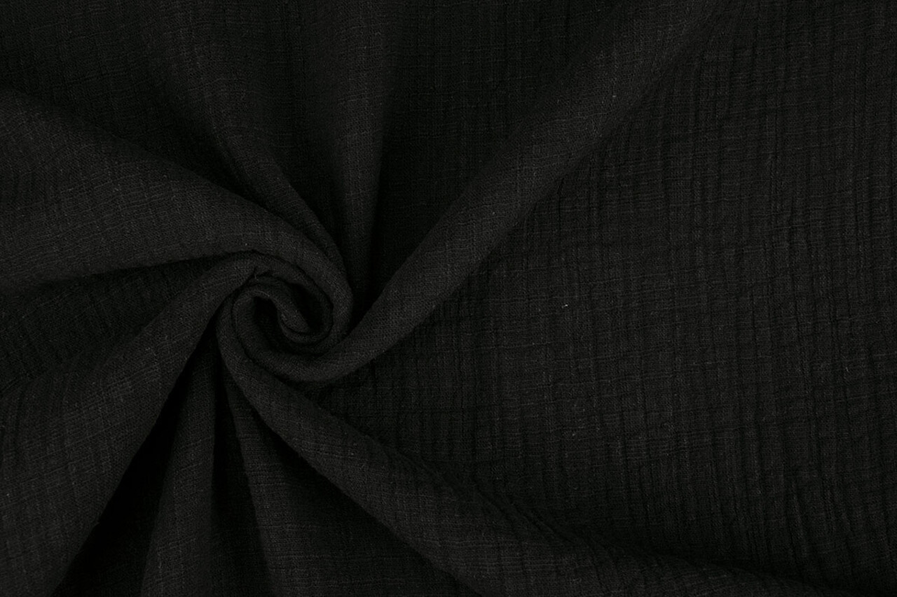 Oeko-Tex® Coton Double Gaze Texture Lin Noir Oeko-Tex® Coton Double Gaze Texture Lin Noir