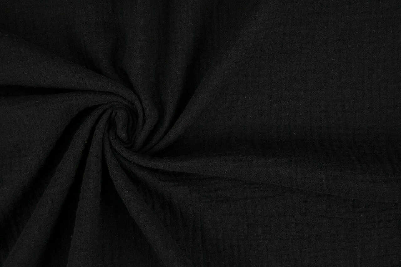 Oeko-Tex® Baumwoll Musselin Leinenstruktur Schwarz Oeko-Tex® Baumwoll Musselin Leinenstruktur Schwarz