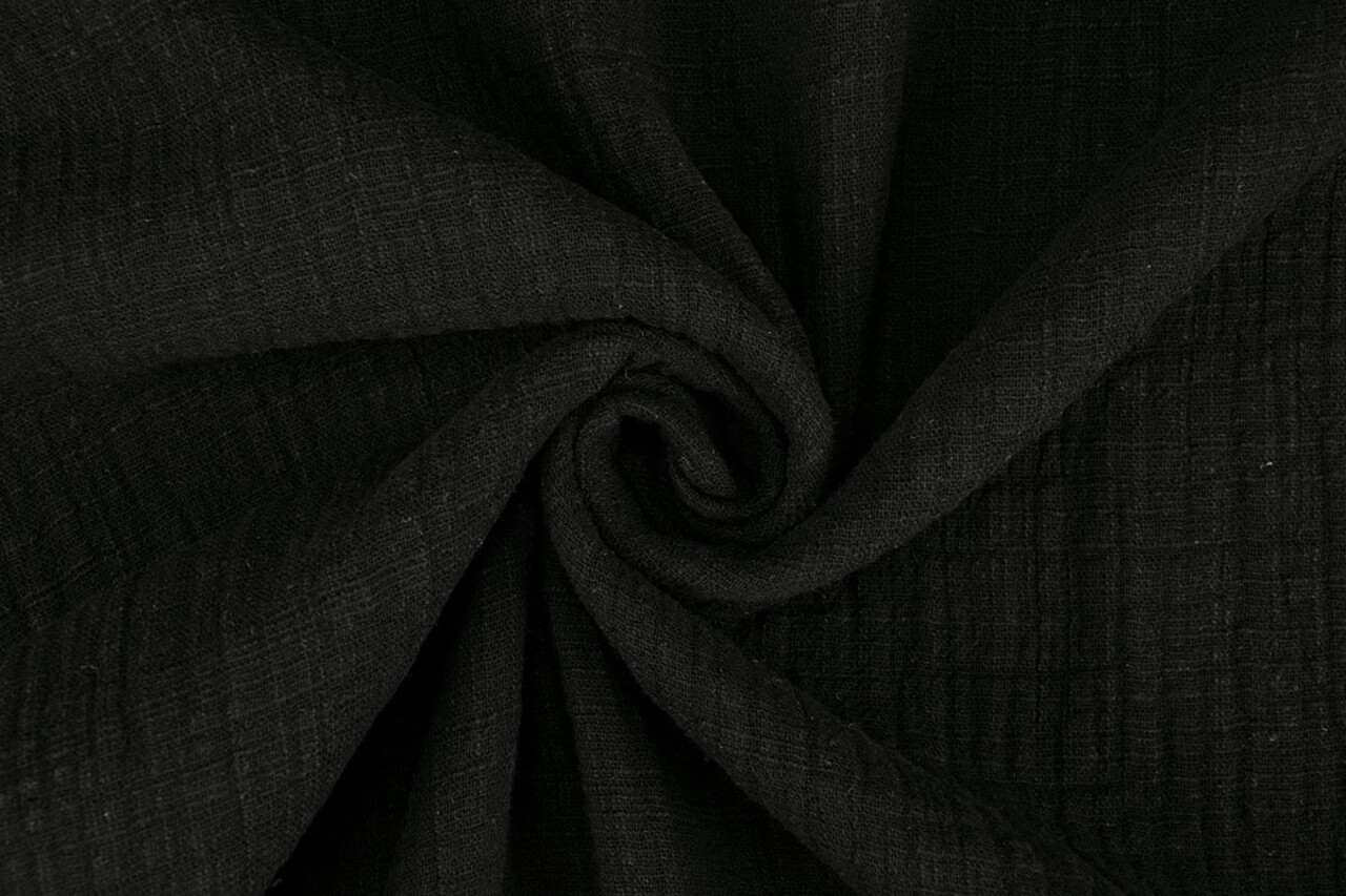 Oeko-Tex®  Double Gauze Fabric Linen Structure Black
