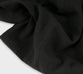 Oeko-Tex®  Baumwoll Musselin Leinenstruktur Schwarz Oeko-Tex®  Baumwoll Musselin Leinenstruktur Schwarz