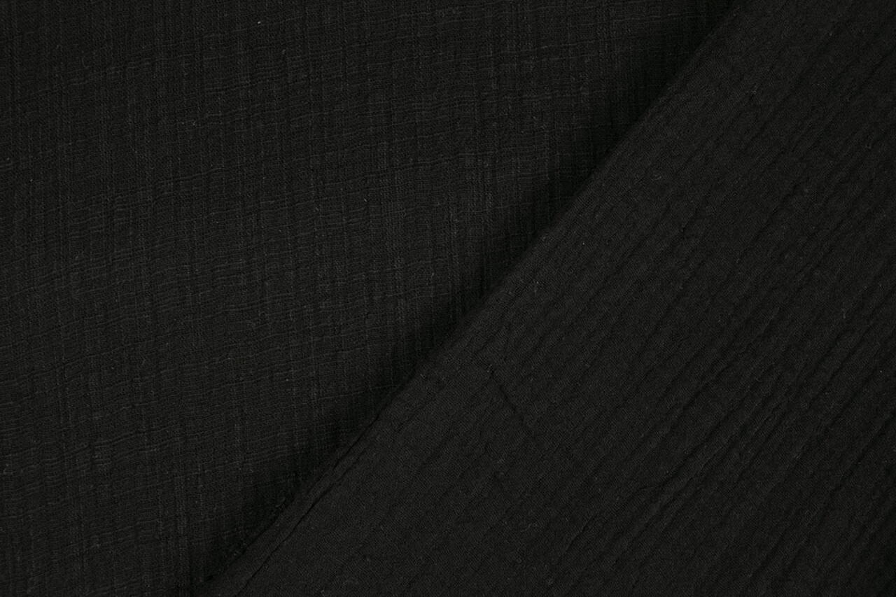 Oeko-Tex®  Baumwoll Musselin Leinenstruktur Schwarz