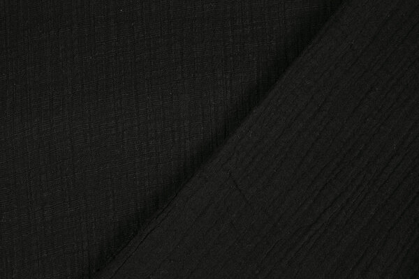 Oeko-Tex®  Baumwoll Musselin Leinenstruktur Schwarz
