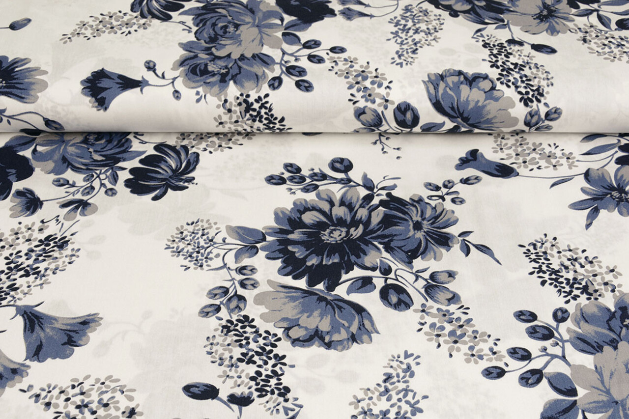 100% Viscose Yawasi Marine Blauw