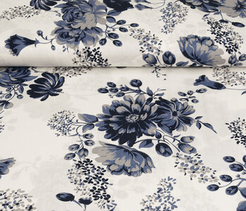 100% Viscose Yawasi Marine Blauw