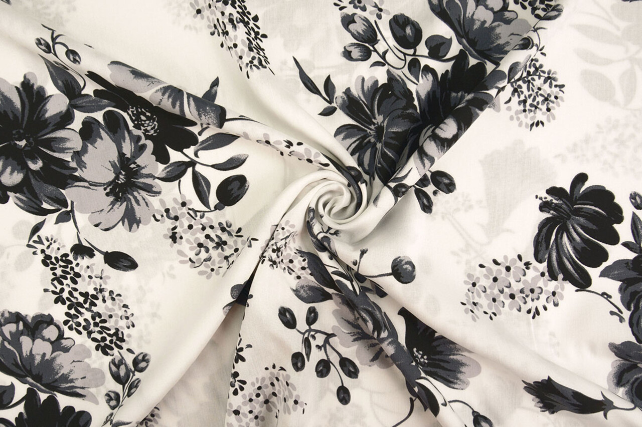 100% Viscose Yawasi Grey Black