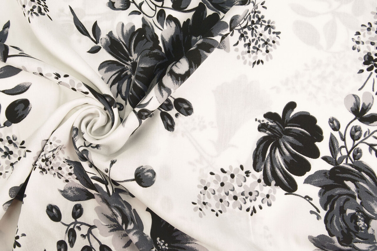 100% Viscose Yawasi Grey Black