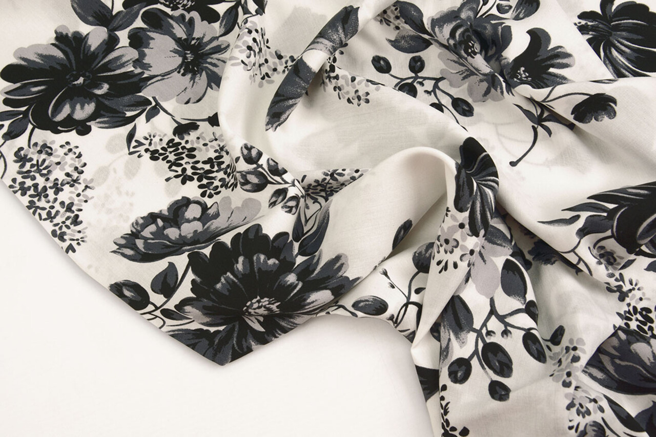 100% Viscose Yawasi Grey Black