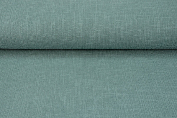 Oeko-Tex®  Coton Double Gaze Texture Lin Foncé Vert Ancien