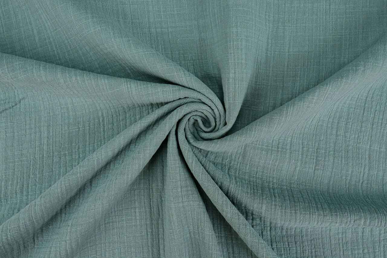 Oeko-Tex®  Double Gauze Fabric Linen Structure Dark Old Green