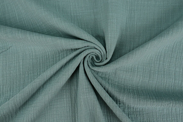 Oeko-Tex®  Coton Double Gaze Texture Lin Foncé Vert Ancien