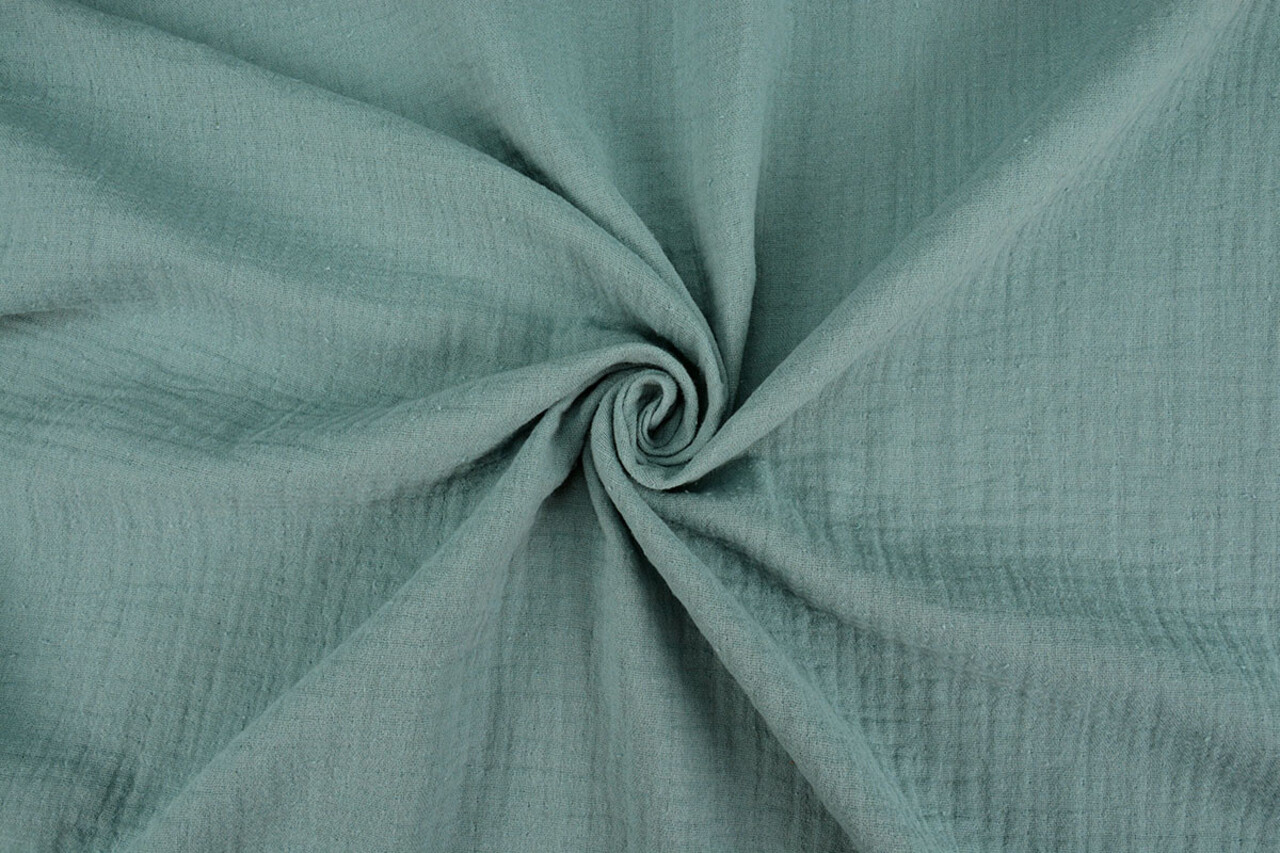 Oeko-Tex®  Coton Double Gaze Texture Lin Foncé Vert Ancien