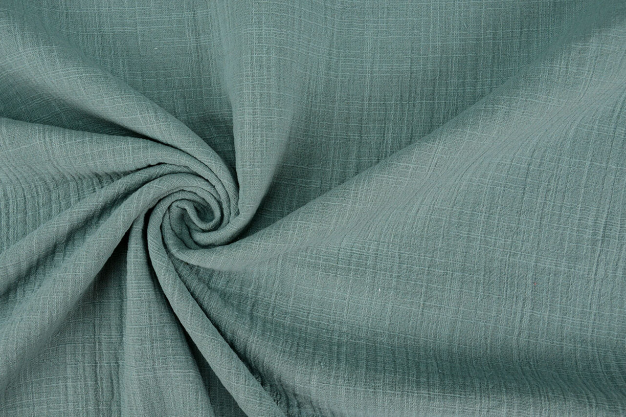 Oeko-Tex®  Coton Double Gaze Texture Lin Foncé Vert Ancien