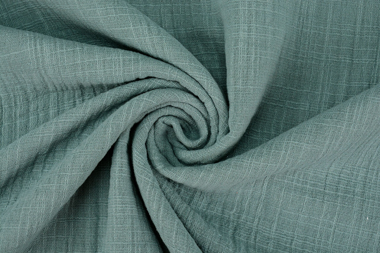 Oeko-Tex®  Double Gauze Fabric Linen Structure Dark Old Green