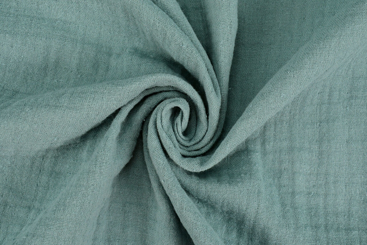 Oeko-Tex®  Coton Double Gaze Texture Lin Foncé Vert Ancien