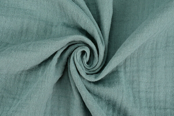 Oeko-Tex®  Coton Double Gaze Texture Lin Foncé Vert Ancien