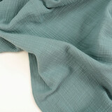 Oeko-Tex®  Double Gauze Fabric Linen Structure Dark Old Green Oeko-Tex®  Double Gauze Fabric Linen Structure Dark Old Green