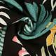 100% Viscose Multi Leaves Black