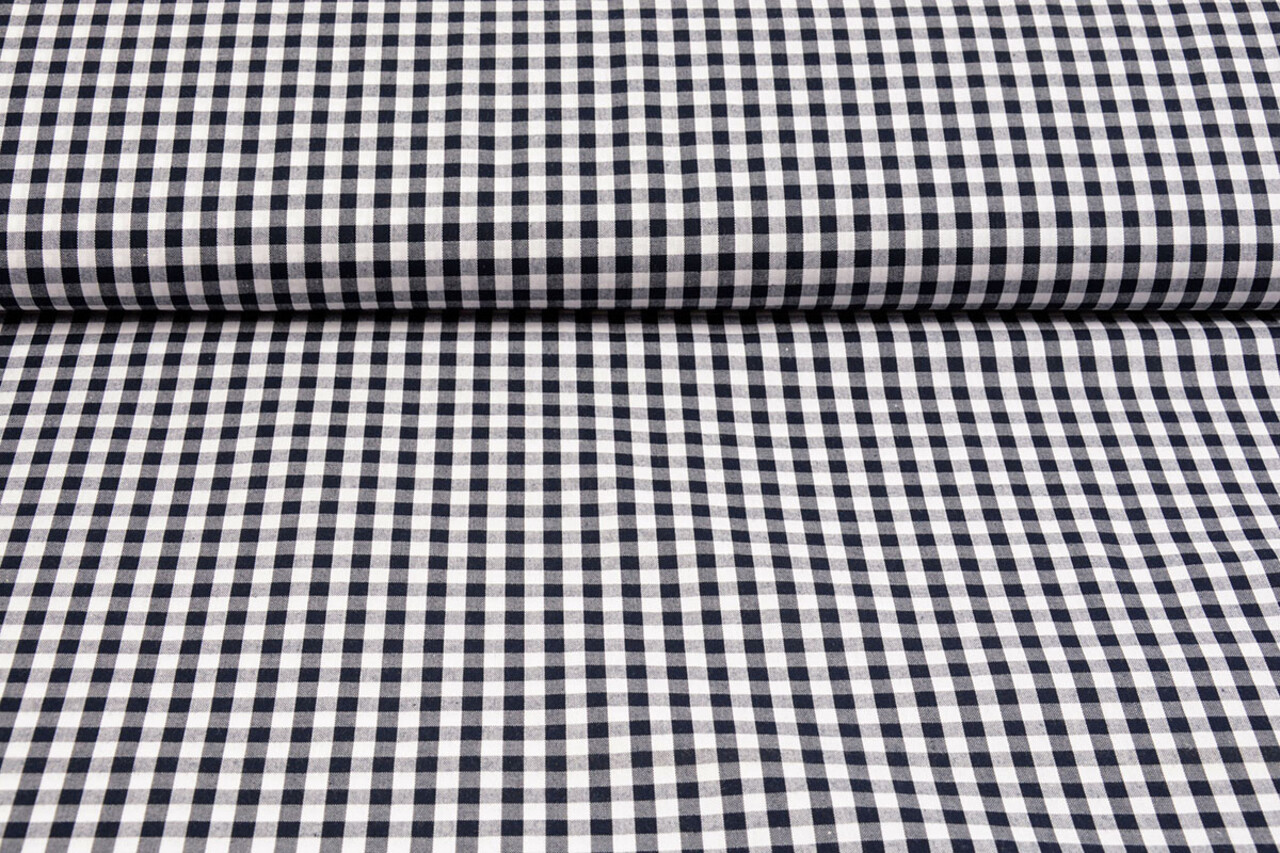Gingham Check 8 mm Dark Navy Blue Gingham Check 8 mm Dark Navy Blue