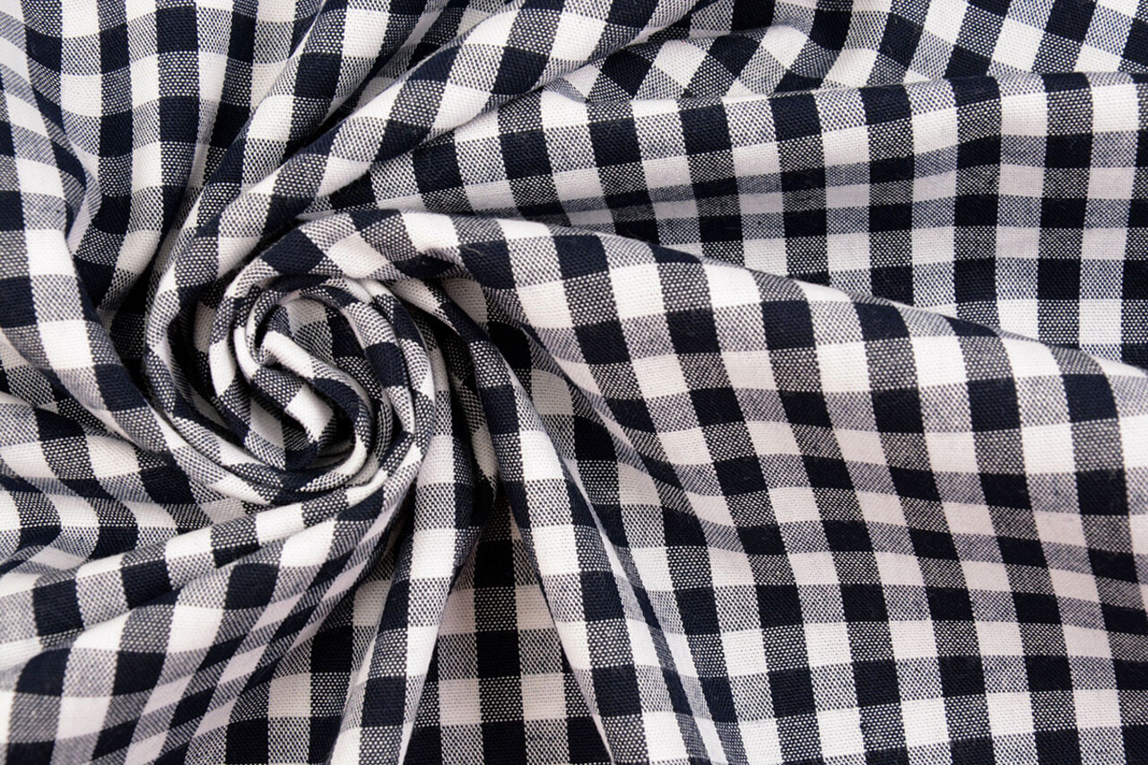 Gingham Check 8 mm Dark Navy Blue Gingham Check 8 mm Dark Navy Blue