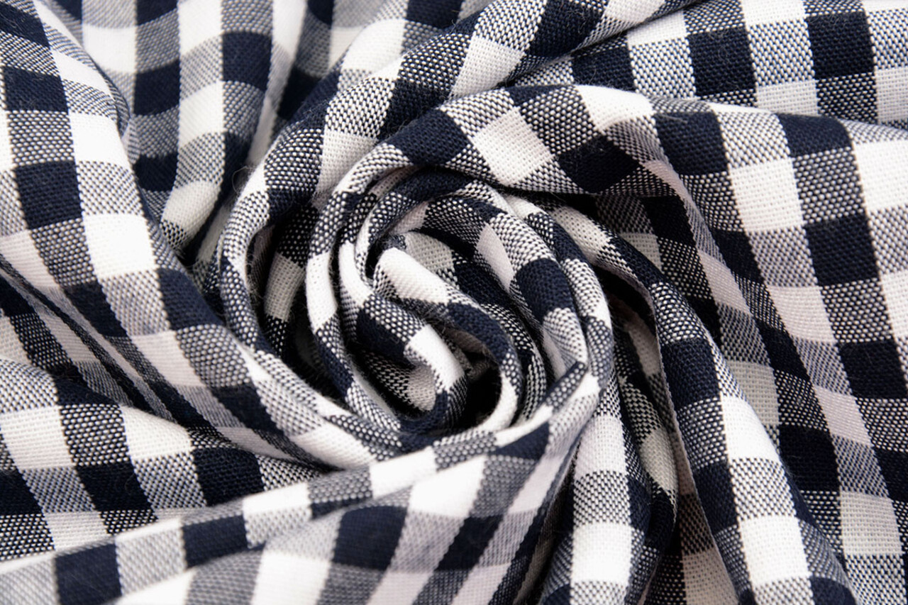 Gingham Check 8 mm Dark Navy Blue Gingham Check 8 mm Dark Navy Blue