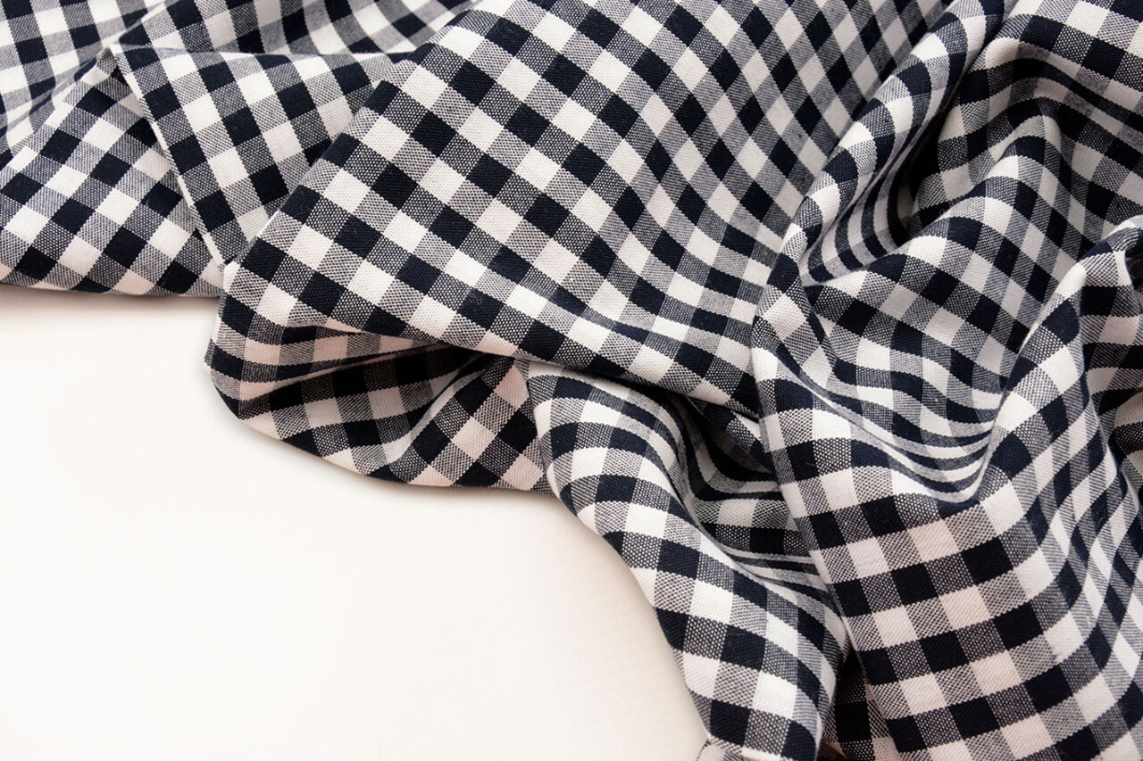Gingham Check 8 mm Dark Navy Blue Gingham Check 8 mm Dark Navy Blue