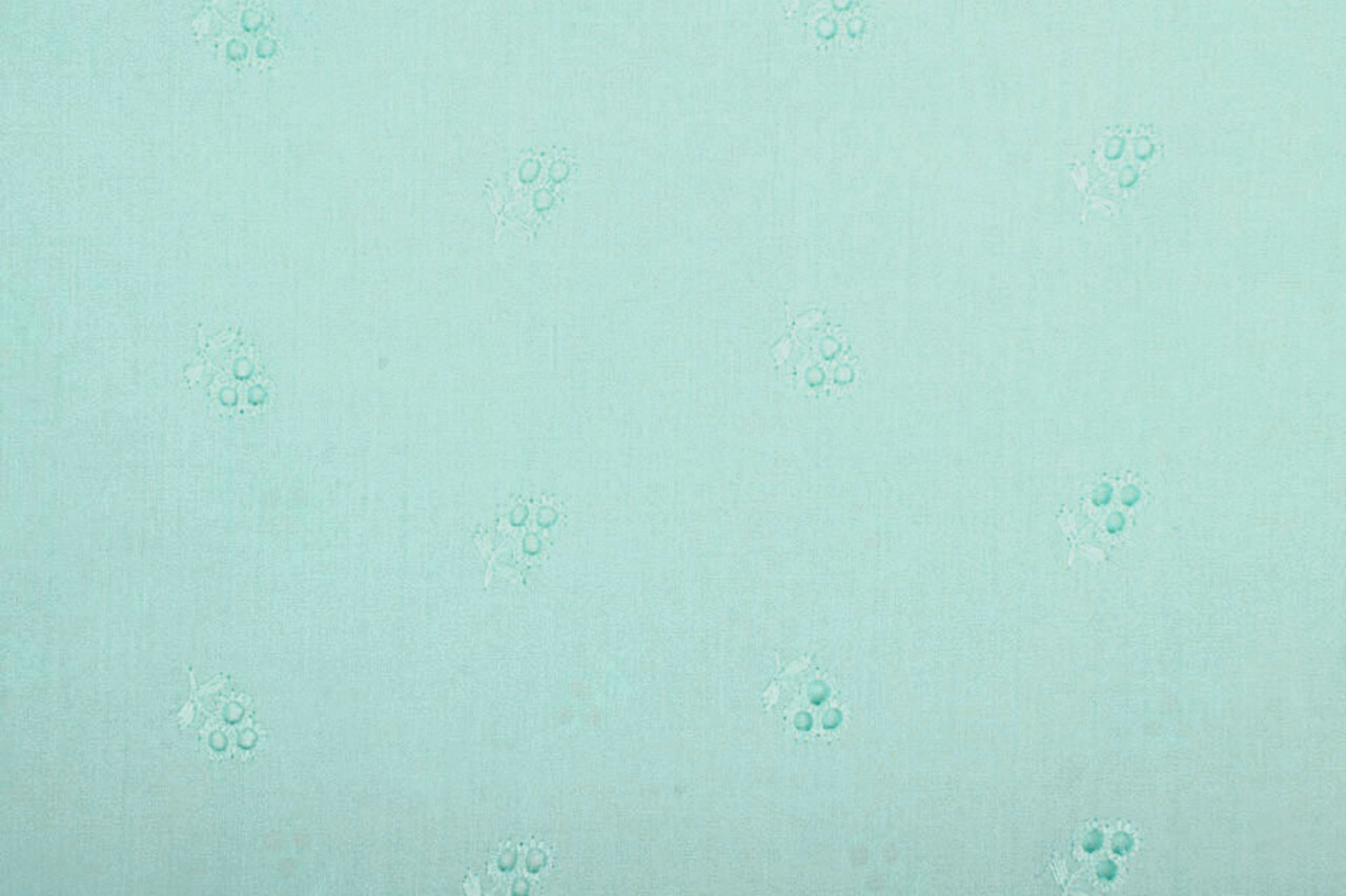 Stickerei Baumwoll Lily Minze Blau