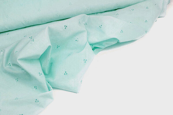 Stickerei Baumwoll Lily Minze Blau