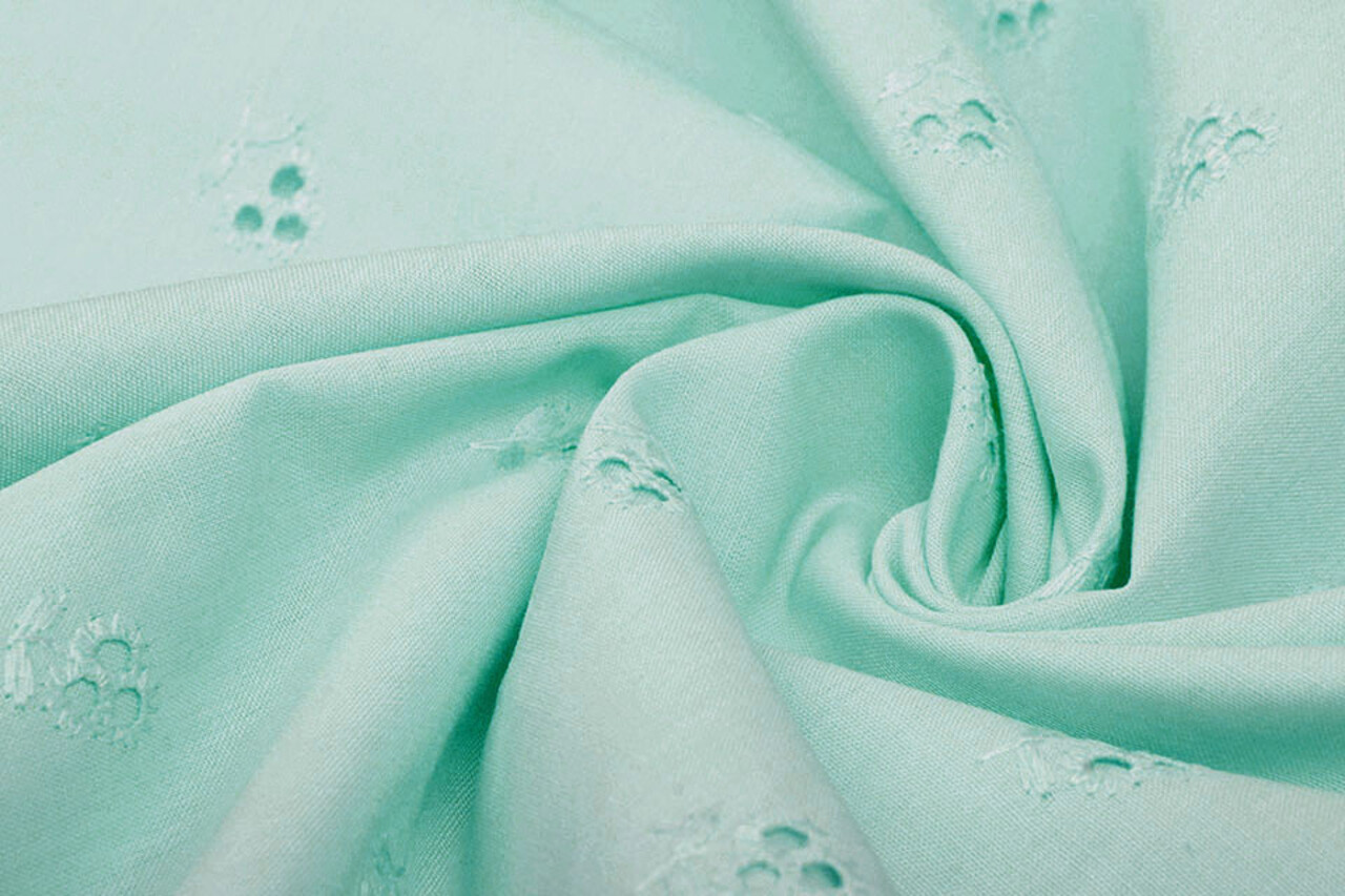 Ricamo Cotone Lily Mint Blu Ricamo Cotone Lily Mint Blu