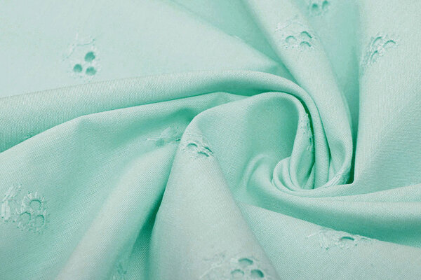 Bordado Inglés Algodón Lily Menta Azul Bordado Inglés Algodón Lily Menta Azul