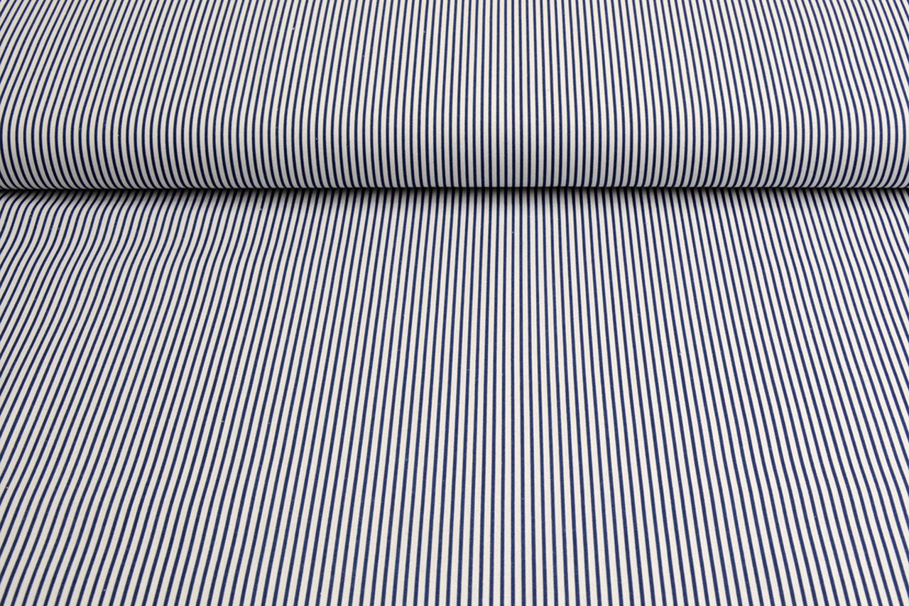 100% Baumwolle Bedruckt Streifen Blau Weiß