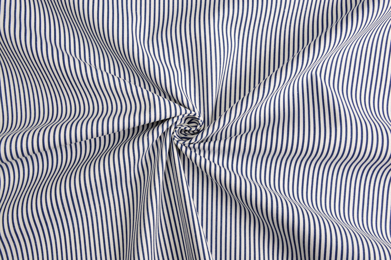 100% Algodón Estampado Rayas Azul Blanco