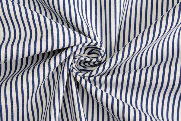 100% Cotone Stampato Righe Blu Bianco
