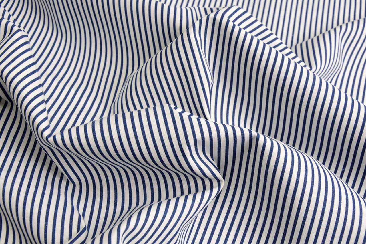 100% Algodón Estampado Rayas Azul Blanco