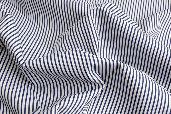 100% Cotone Stampato Righe Blu Bianco