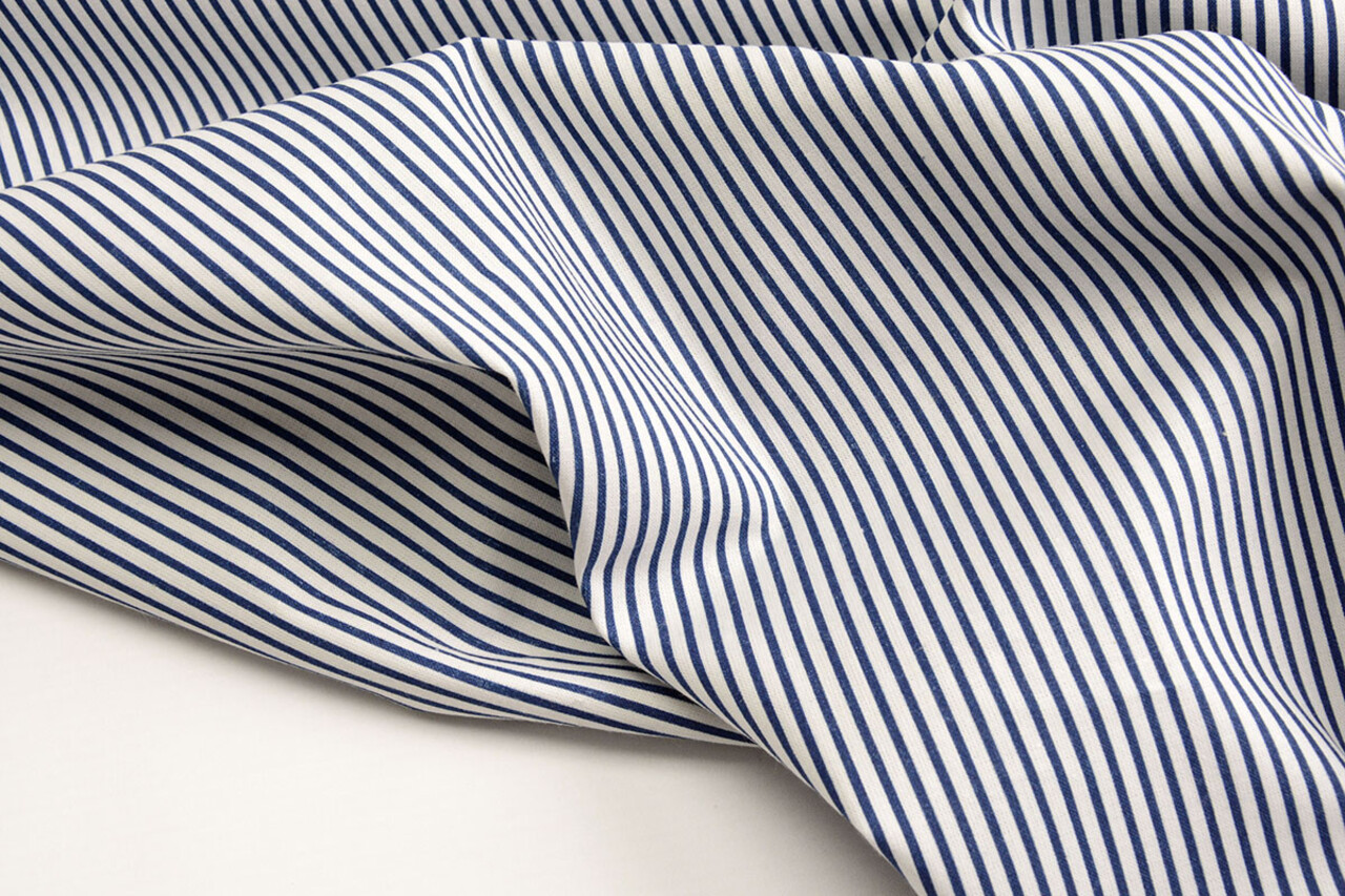 100% Cotton Printed Stripes Blue White