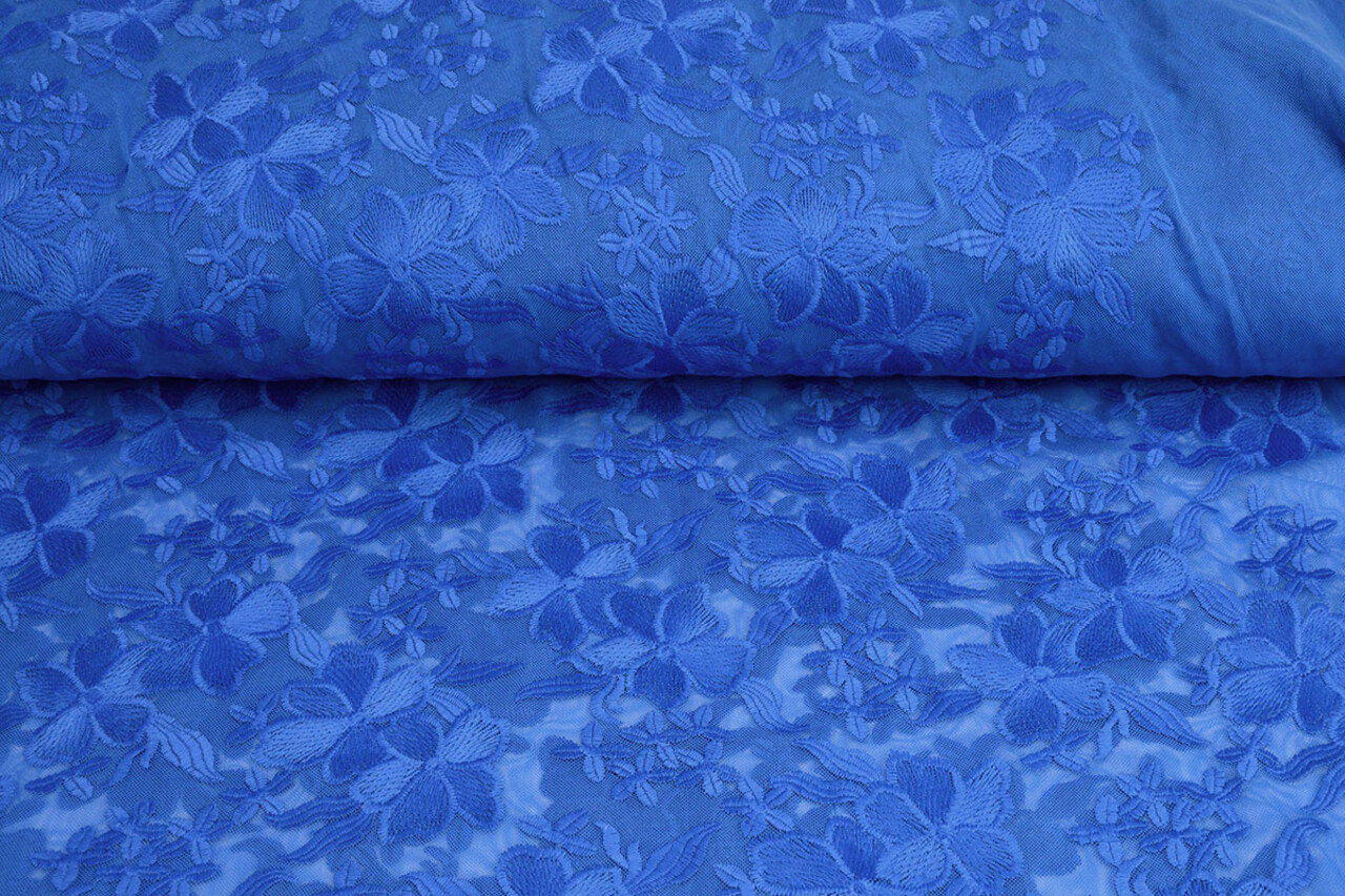 Mesh Embroidered  Eloise Royal Blue