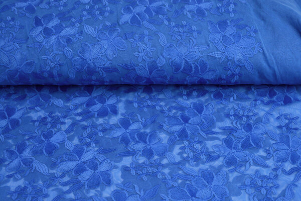 Mesh Embroidered  Eloise Royal Blue