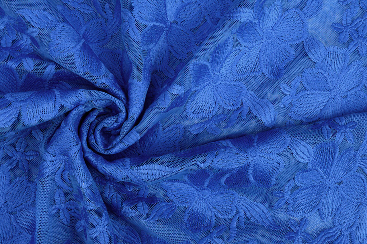 Mesh Embroidered  Eloise Royal Blue