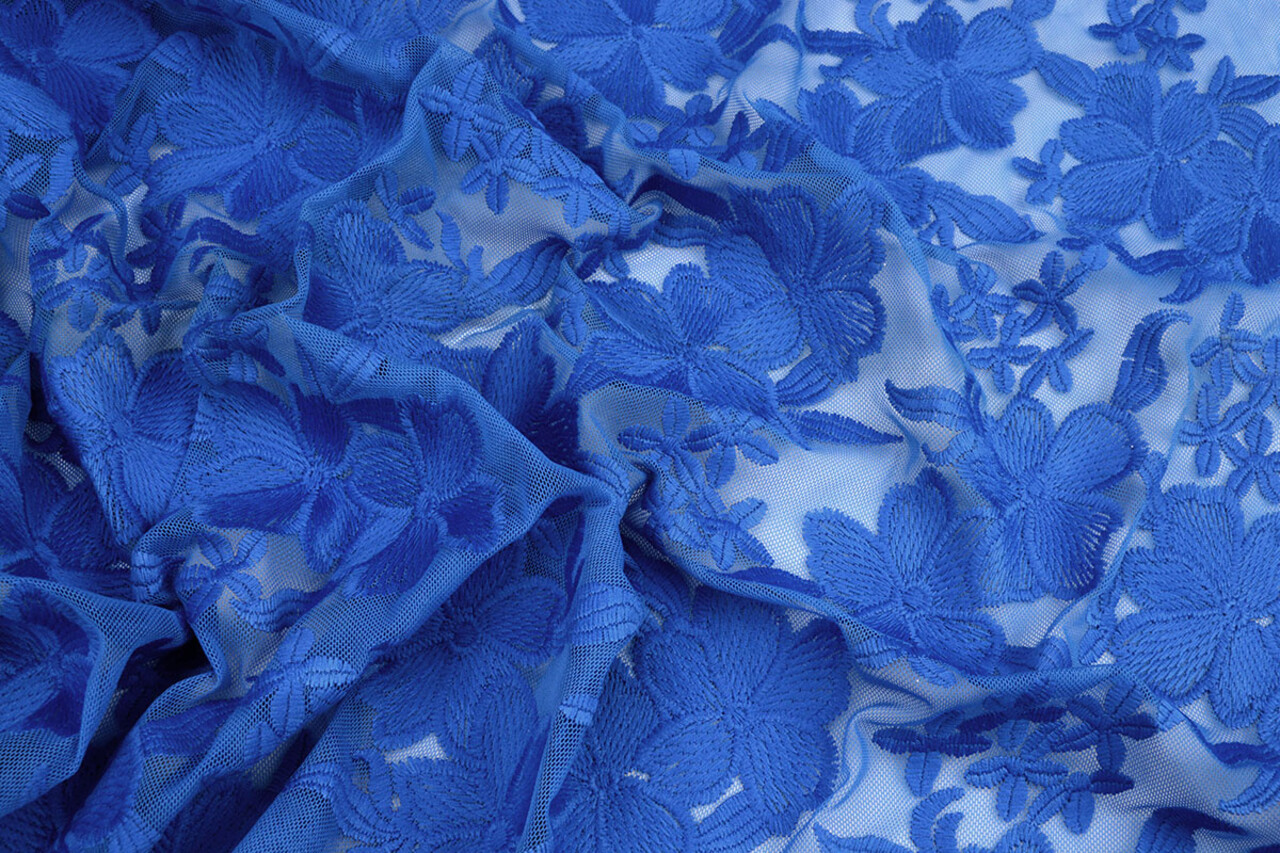 Mesh Geborduurd Eloise Koningsblauw