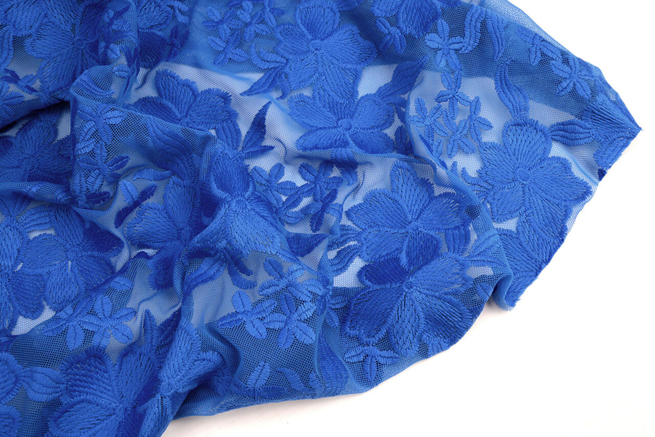 Mesh Embroidered  Eloise Royal Blue