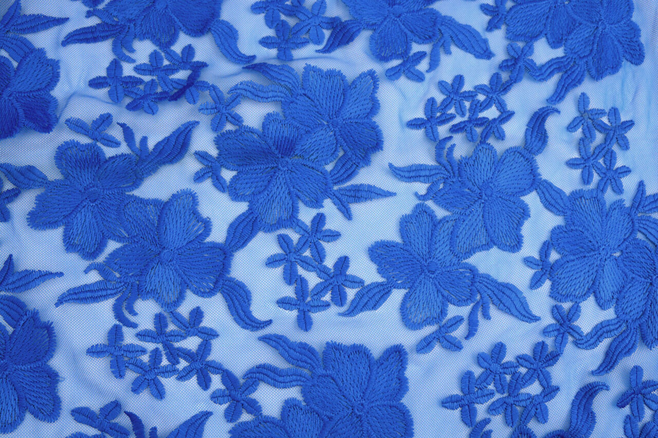 Mesh Embroidered  Eloise Royal Blue