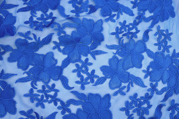 Mesh Embroidered  Eloise Royal Blue